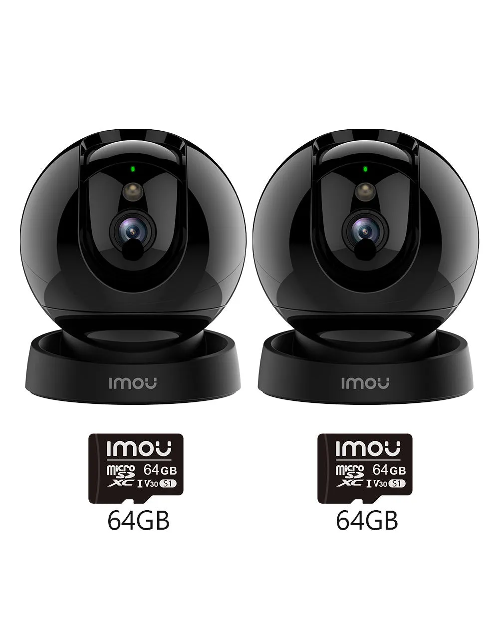 IMOU Rex 3D Indoor WiFi Überwachungs-Sicherheits-Smart-Kamera, 2 Stück [5MP 3K] Set / + 2 Stück 64 GB Speicherkarte