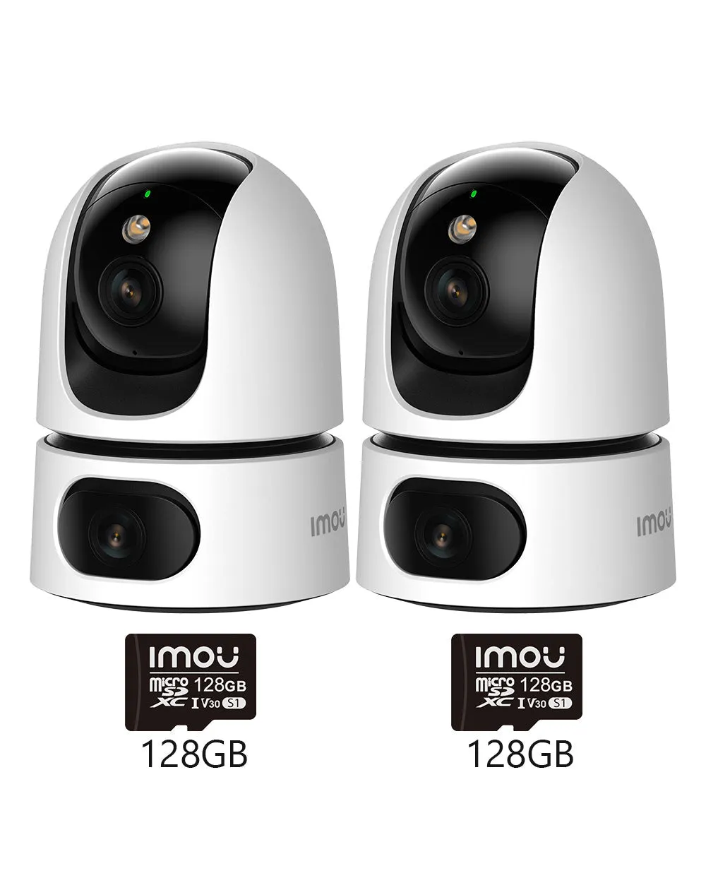 IMOU Ranger Dual 2 Lens Innen WiFi PT Sicherheitskamera Haustier Mensc, 2pcs [3MP（PT）+3MP（Fest）] / +2pcs 128GB Memory Card