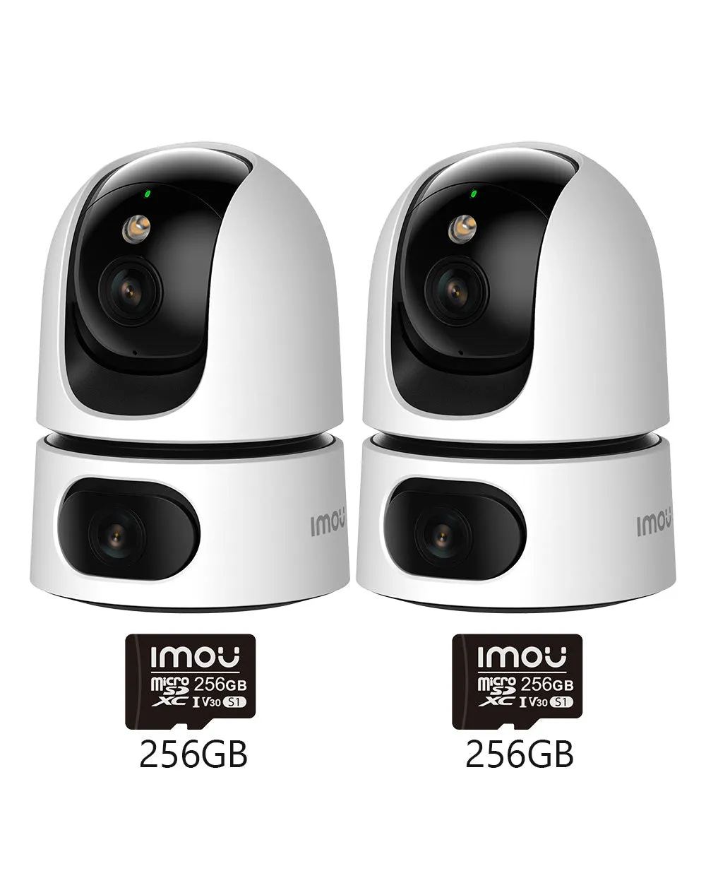 IMOU Ranger Dual 2 Lens Innen WiFi PT Sicherheitskamera Haustier Mensc, 2pcs [3MP（PT）+3MP（Fest）] / +2pcs 256GB Memory Card