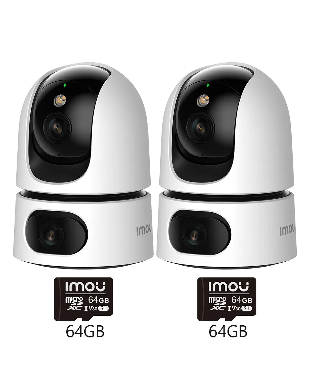 IMOU Ranger Dual 2 Lens Innen WiFi PT Sicherheitskamera Haustier Mensc, 2pcs [3MP（PT）+3MP（Fest）] / +2pcs 64GB Memory Card