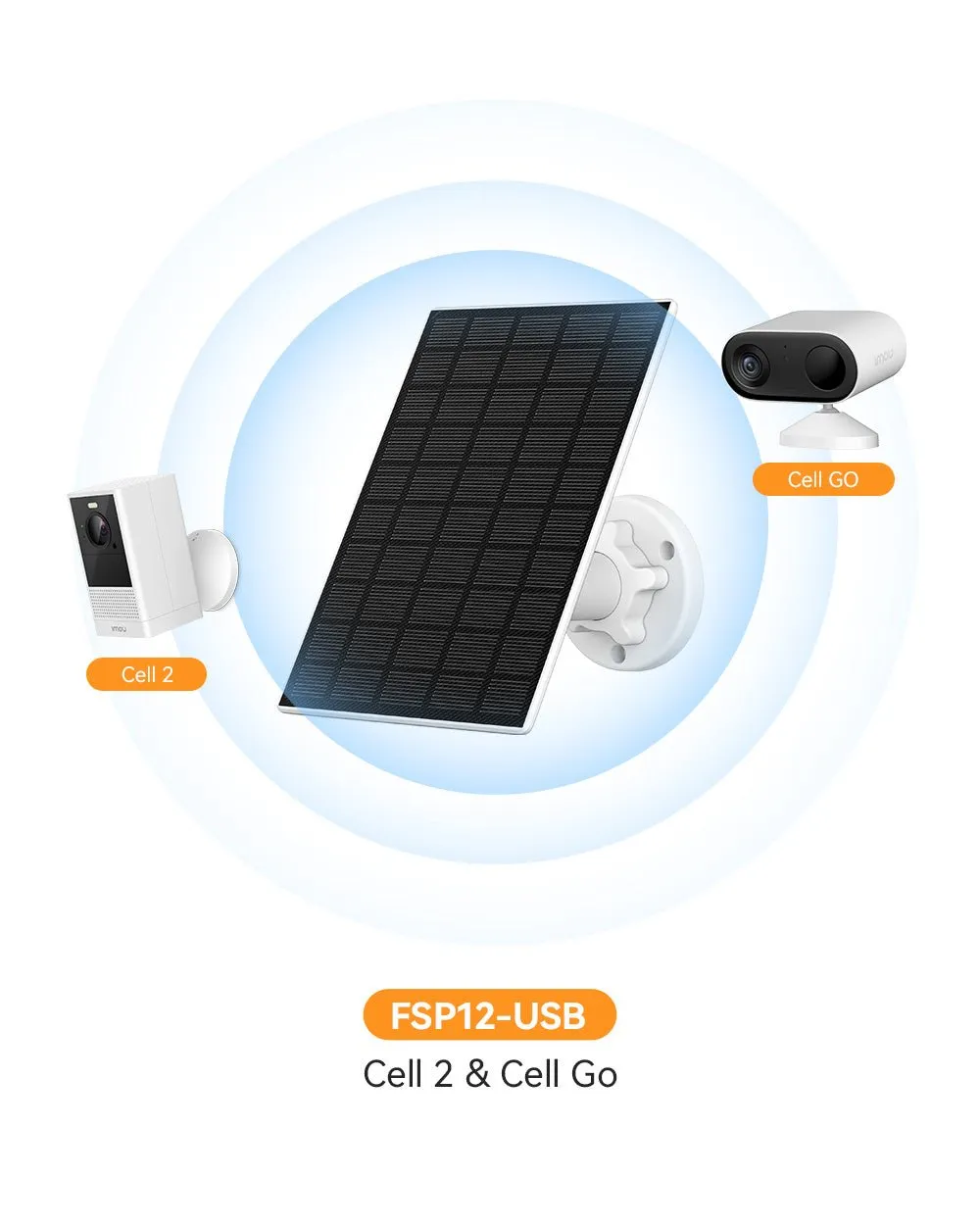 Solarpanel für batteriebetriebene Kameras, 3W USB-Anschluss für Cell 2, Cell GO