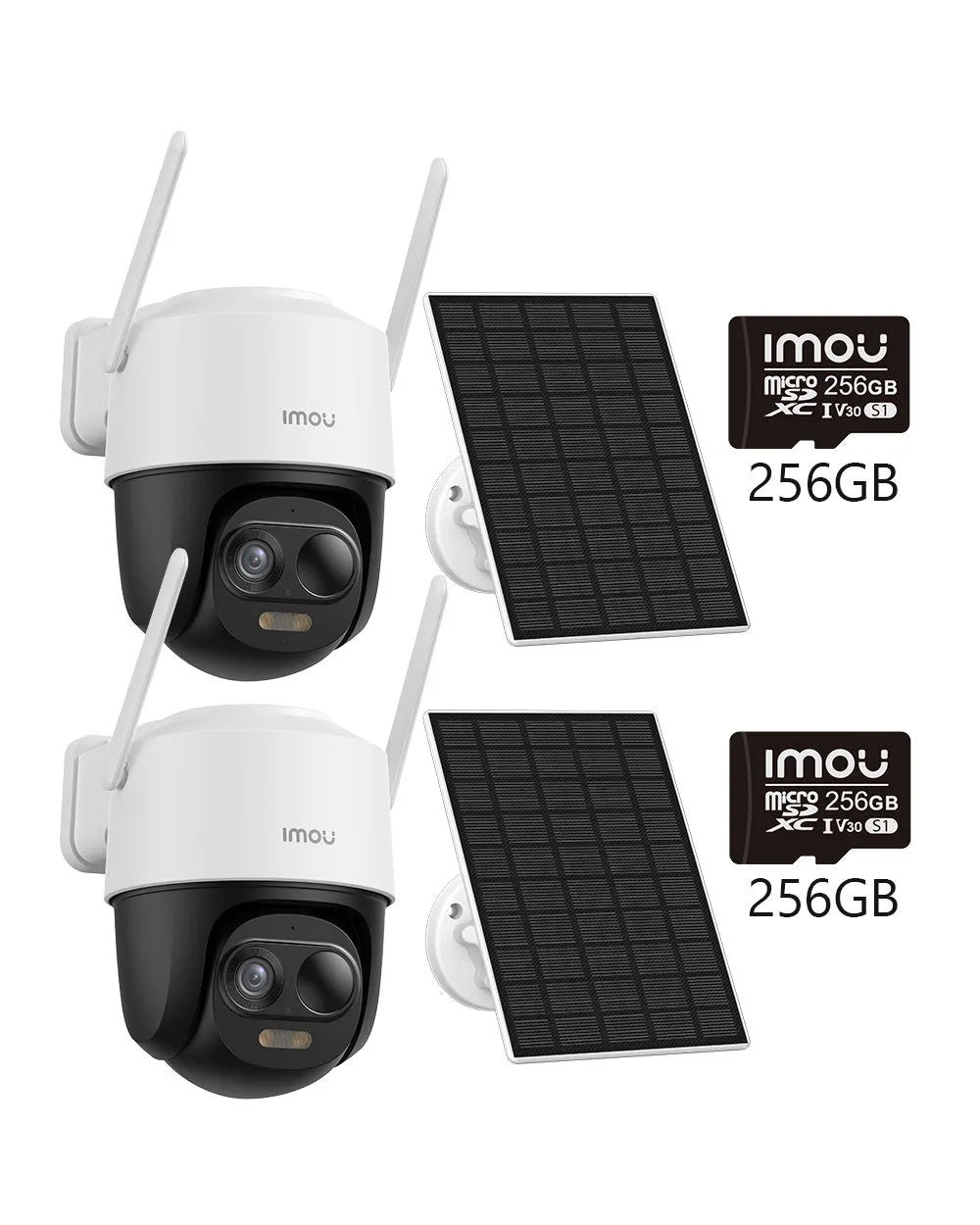 Cell PT 360° PTZ 3MP 2K 100% Kabellos-UK, 2pcs [2C 3MP 2K with Solar Panel] Kit（5000 mAh） / + 256GB Speicherkarte
