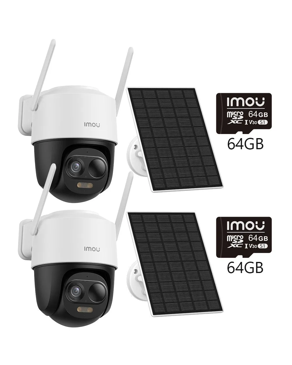Cell PT 360° PTZ 3MP 2K 100% Kabellos-UK, 2pcs [2C 3MP 2K with Solar Panel] Kit（5000 mAh） / + 64GB Speicherkarte