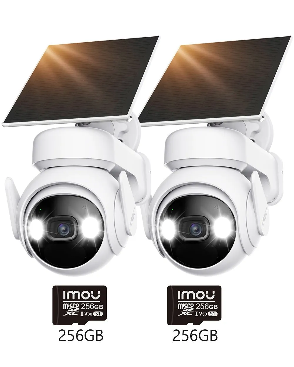 Cell PT 360° PTZ 3MP 2K 100% Kabellos-UK, 2 Stück [3MP 2K mit Solarpanel] Kit (5000 mAh) / +2pcs 256GB Memory Card
