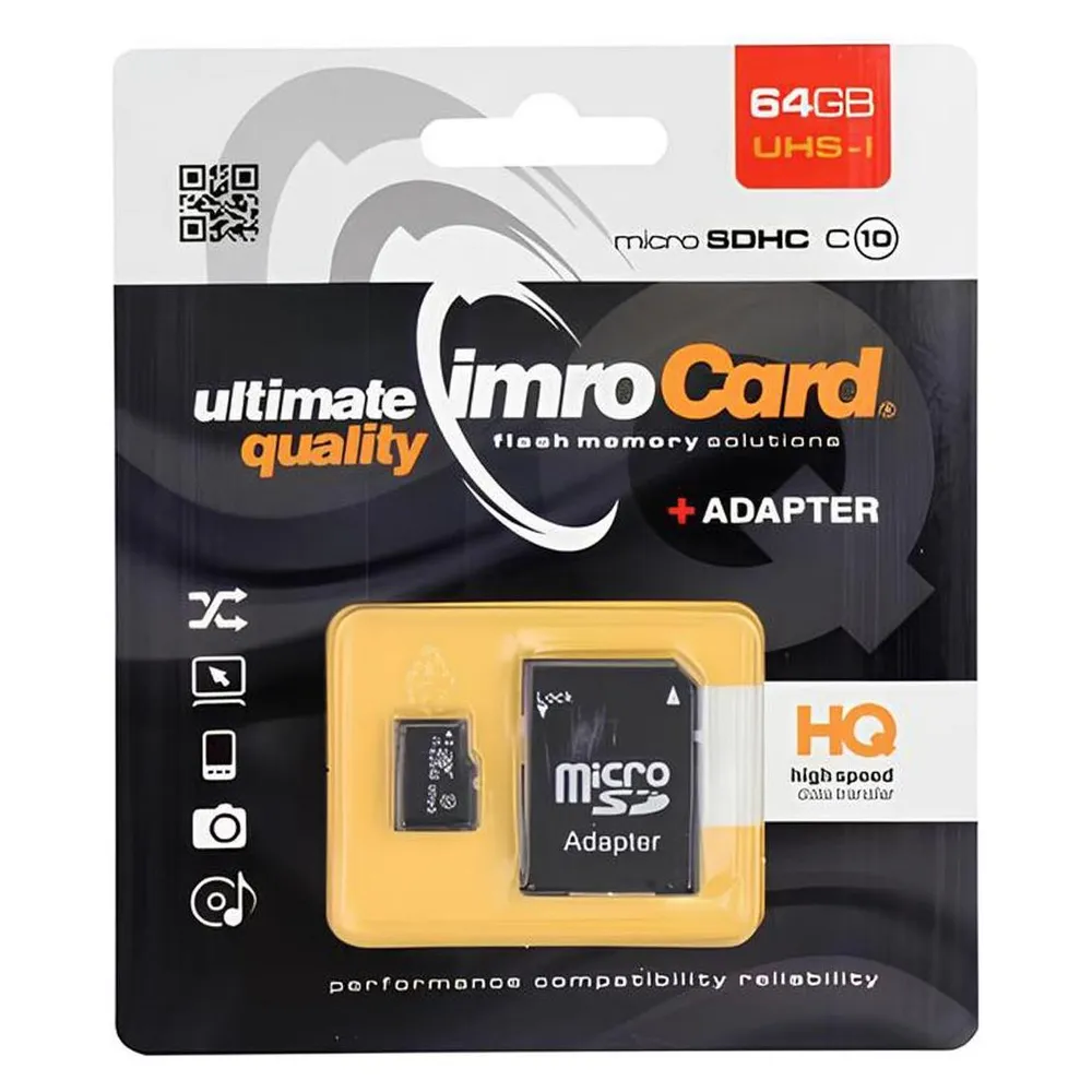IMRO 10/64G UHS-I ADP - 64 GB - MicroSDHC - Klasse 10 - UHS-I - 82 MB/s - 21 MB/s