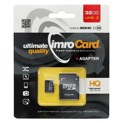 IMRO MicroSD10 / 32G UHS-3 ADP-Speicherkartensatz (32 GB, Klasse U3, Adapter, Speicherkarte)