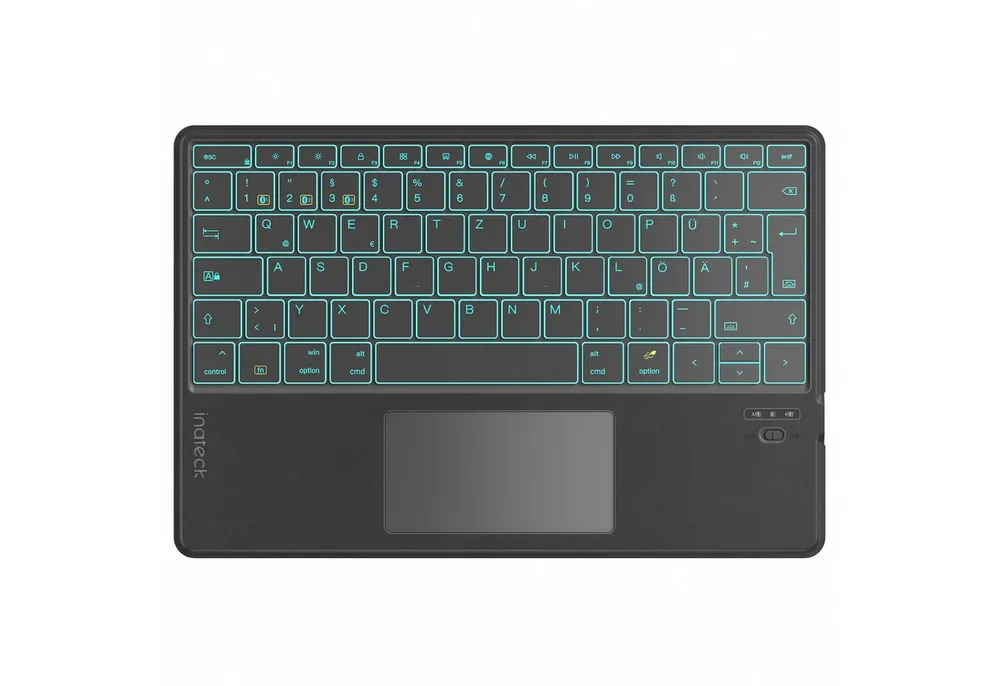 Inateck Bluethooth Tastatur mit Touchpad, mit 3 Bluetooth Kanälen, AI-Funktion Tablet-Tastatur (für Windows, iPad OS, Android, iOS)