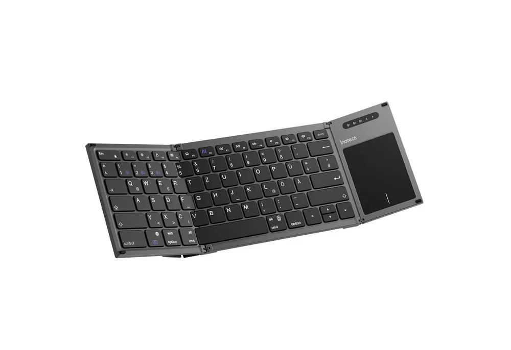 Inateck Bluetooth Mini Faltbare Tastatur, AI-Tastatur mit Touchpad Wireless-Tastatur (mit 3 Bluetooth-Kanälen)
