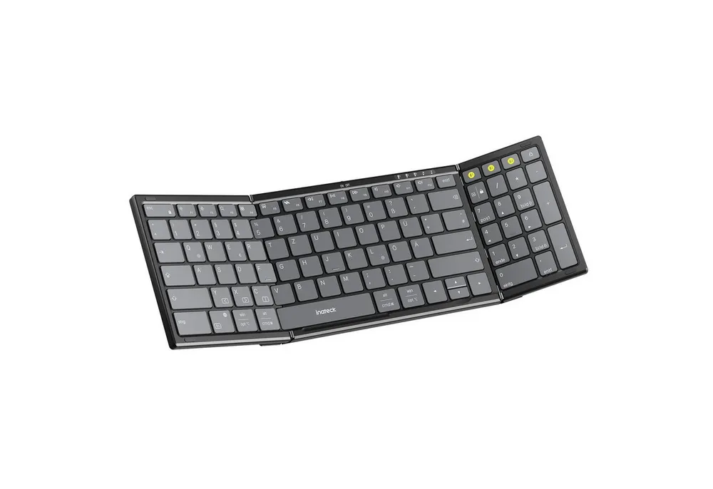 Inateck Faltbare Tastatur Kabellos,mit Ziffernblock,3 Kanälen,AI-Key Wireless-Tastatur (für Windows, iPad OS, Android, iOS)