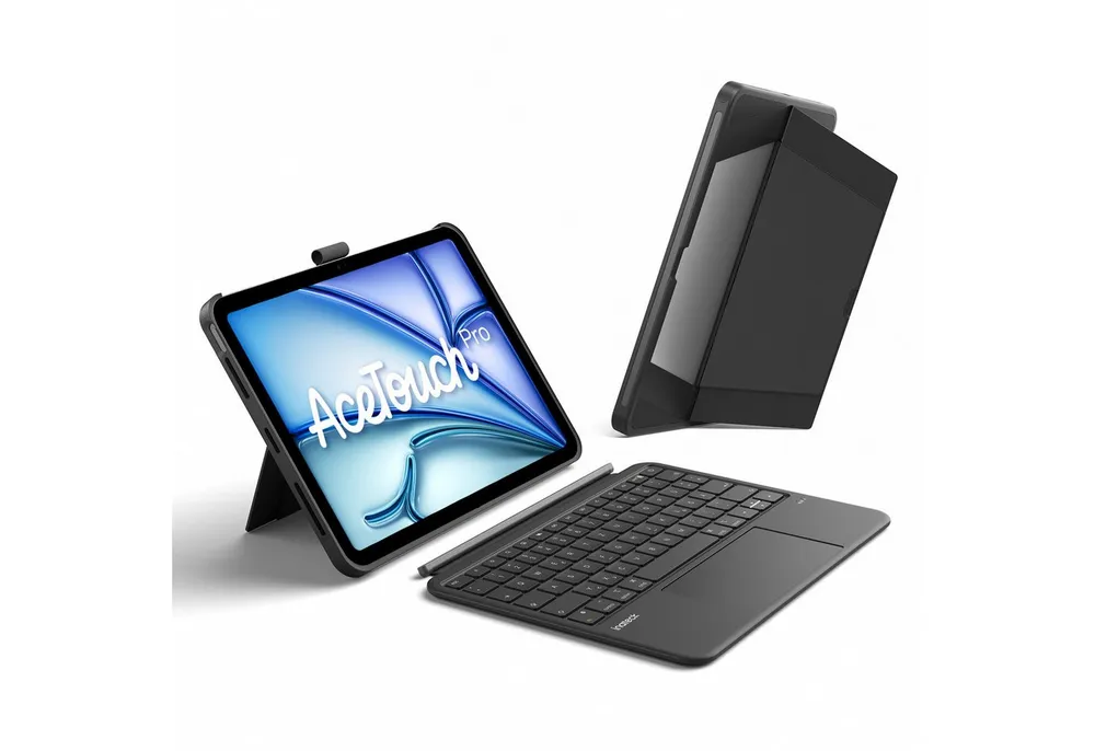Inateck für 11 Zoll iPad Air M4 M3, iPad Pro, mit Touchpad iPad-Tastatur (Vertikaler/Horizontaler Ständer, Abnehmbar, mit Stifthalter)