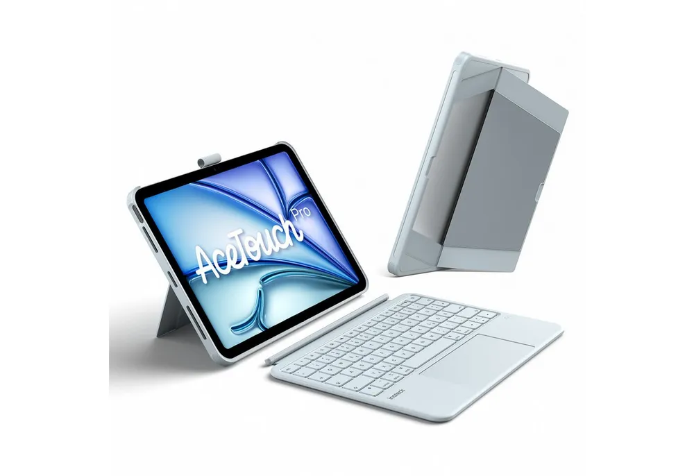 Inateck für 11 Zoll iPad Air M4 M3, iPad Pro, mit Touchpad iPad-Tastatur (Vertikaler/Horizontaler Ständer, Abnehmbar, mit Stifthalter)