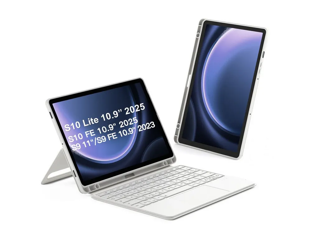 Inateck Hülle für Samsung Galaxy Tab S10 Lite/S10 FE/S9 FE/S9 Tastatur mit Touchpad (Hoch-/Querformat Ständer, Abnehmbar)