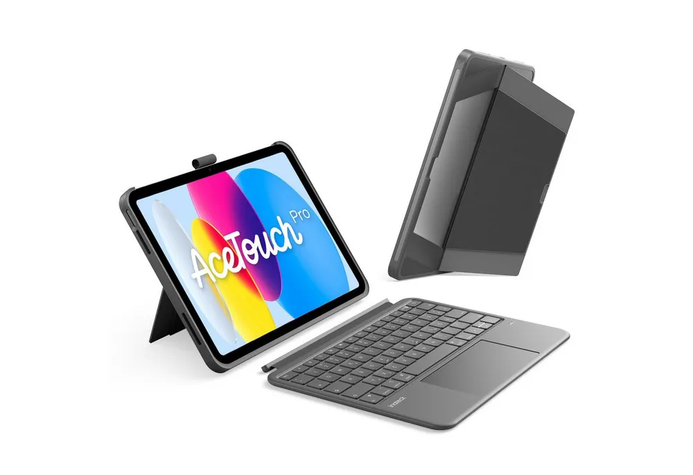 Inateck Hülle mit Tastatur für iPad 11 Gen A16, iPad 10 Gen, mit Stifthalter iPad-Tastatur (Vertikaler/Horizontaler Ständer,Großes Trackpad,Abnehmbar,Abnehmbare)
