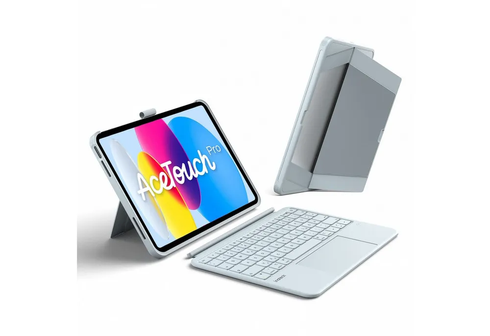 Inateck Hülle mit Tastatur für iPad 11 Gen A16, iPad 10 Gen, mit Stifthalter iPad-Tastatur (Vertikaler/Horizontaler Ständer,Großes Trackpad,Abnehmbar,Abnehmbare)