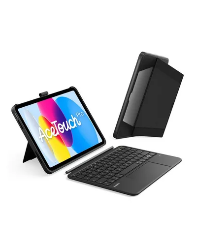 Inateck Hülle mit Tastatur für iPad 11 Gen A16, iPad 10 Gen, mit Stifthalter iPad-Tastatur (Vertikaler/Horizontaler Ständer,Großes Trackpad,Abnehmbar,Abnehmbare)