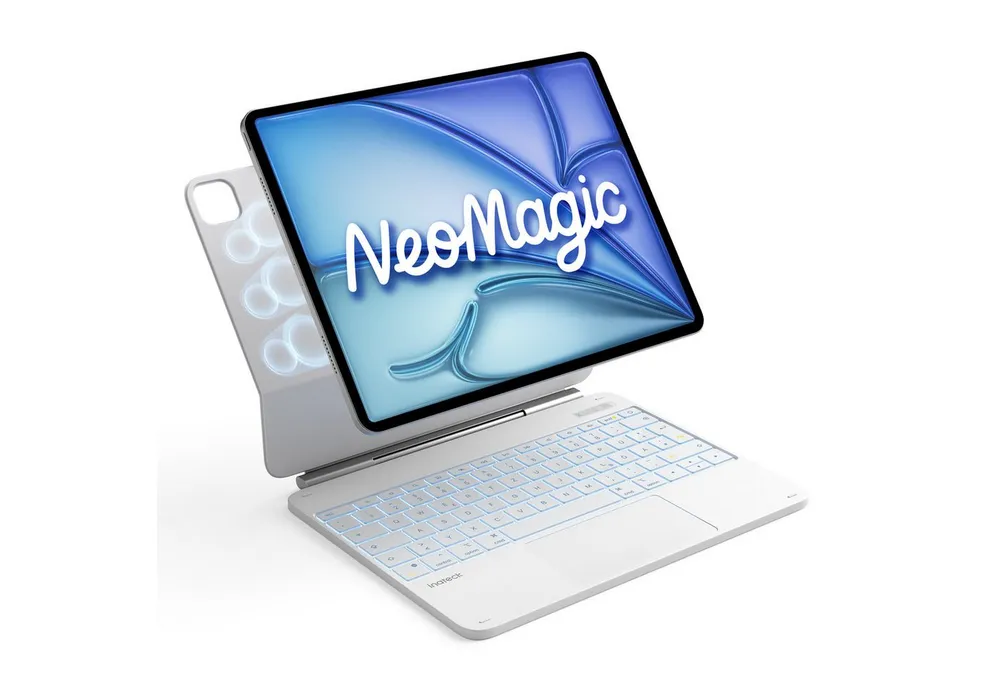Inateck Magnetische Tastatur Hülle für iPad Air 13‘‘ M4 M3, Pro 13'' M5 M4 iPad-Tastatur (Großes Trackpad,LED Power-Anzeige,Hinterleuchtet, mit Stifthalter)