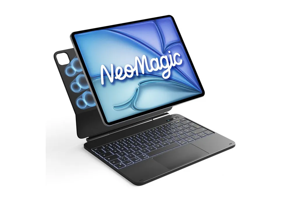 Inateck Magnetische Tastatur Hülle für iPad Air 13‘‘ M4 M3, Pro 13'' M5 M4 iPad-Tastatur (Großes Trackpad,LED Power-Anzeige,Hinterleuchtet, mit Stifthalter)