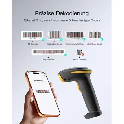 Barcode-Scanner Inateck N6043 Bluetooth USB 100 m 2600 mAh
