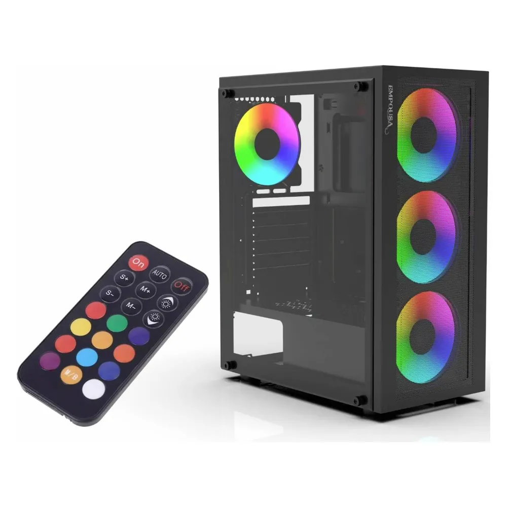 PC-Gehäuse Inca EMG-15XN Midi Tower RGB Seitenfenster Gaming-Design ATX