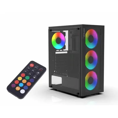 PC-Gehäuse Inca EMG-15XN Midi Tower RGB Seitenfenster Gaming-Design ATX