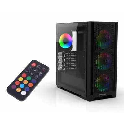 PC-Gehäuse Inca EMG-17XB Midi Tower Schwarz ATX RGB-Glas-Seitenteil Gaming