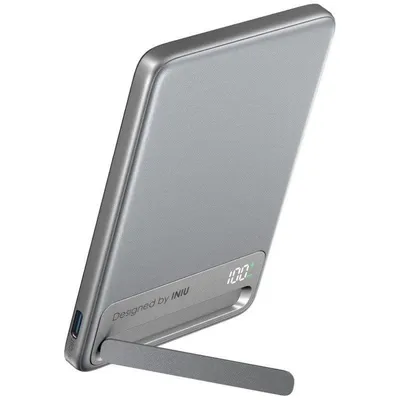 Powerbank INIU MagPro Qi2 5000mAh Magnetisch 20W Weiß Silber Slim Ständer