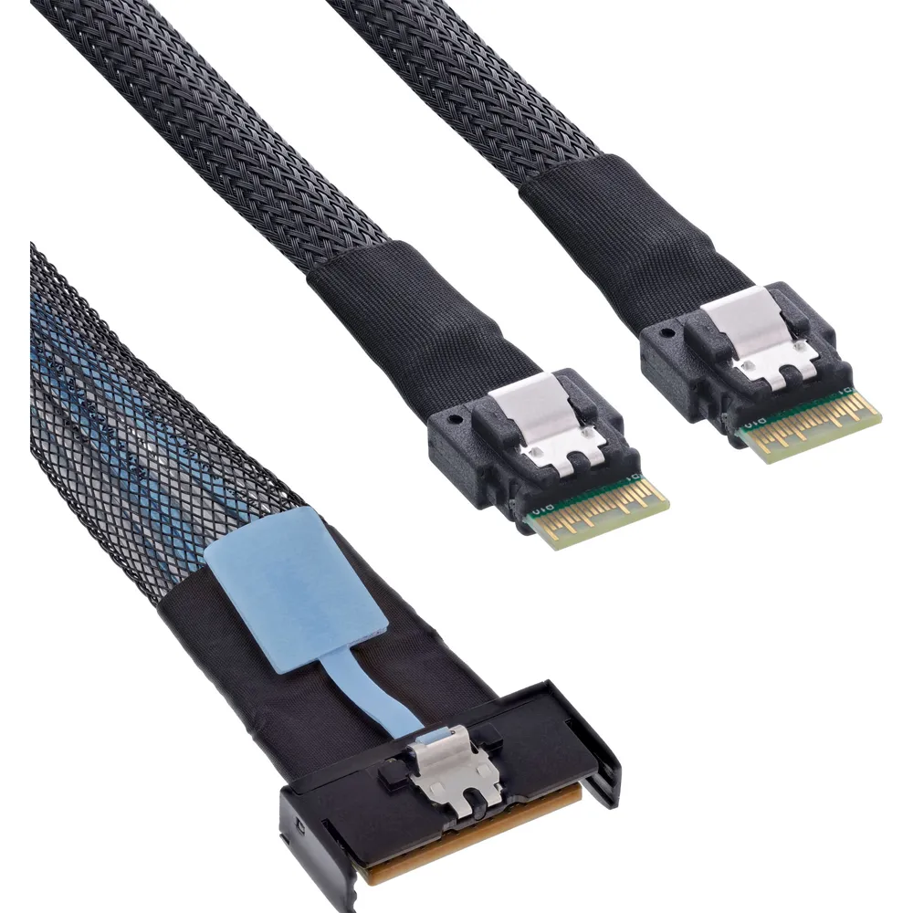 SAS-Kabel InLine 27663C 1 m MCIO x8 auf 2x 4i SFF-8654