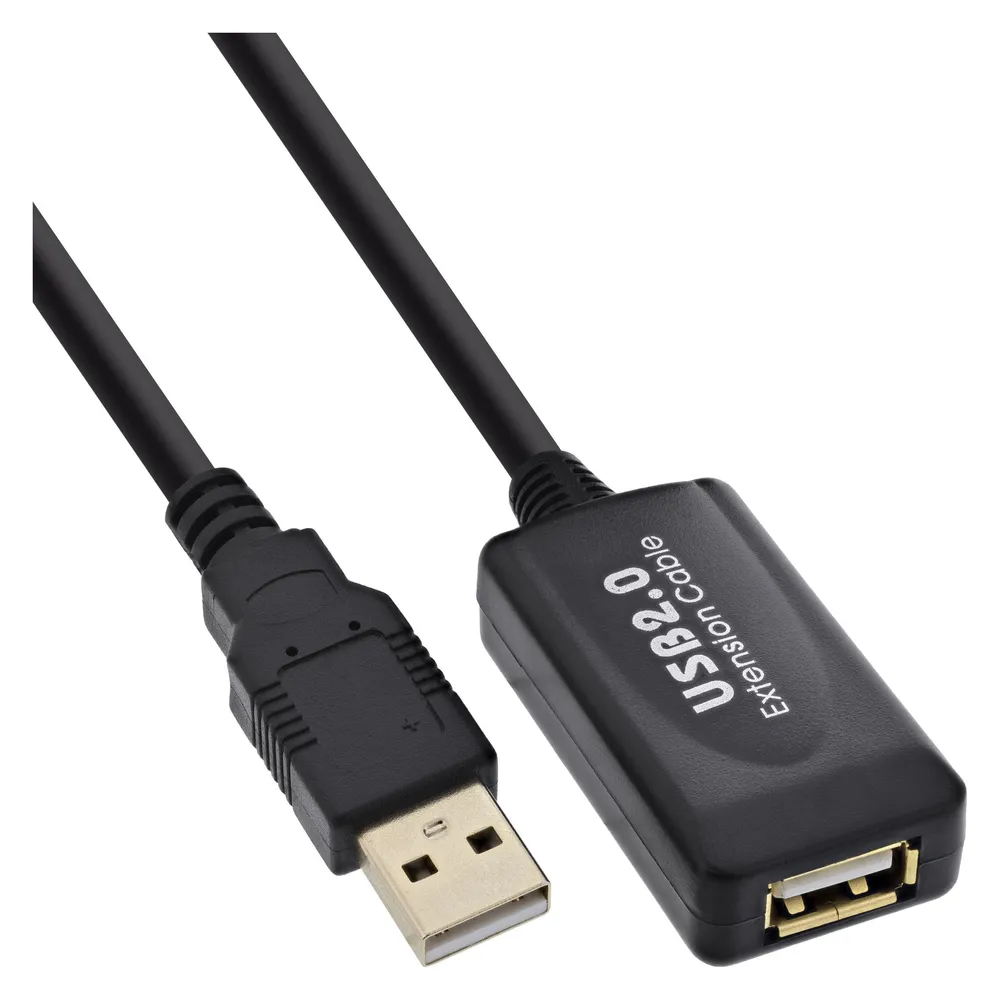 InLine USB 2.0 Aktiv-Verlaengerung 5m mit Signalverstaerkung / Repeater Stecker A an Buchse A 5m
