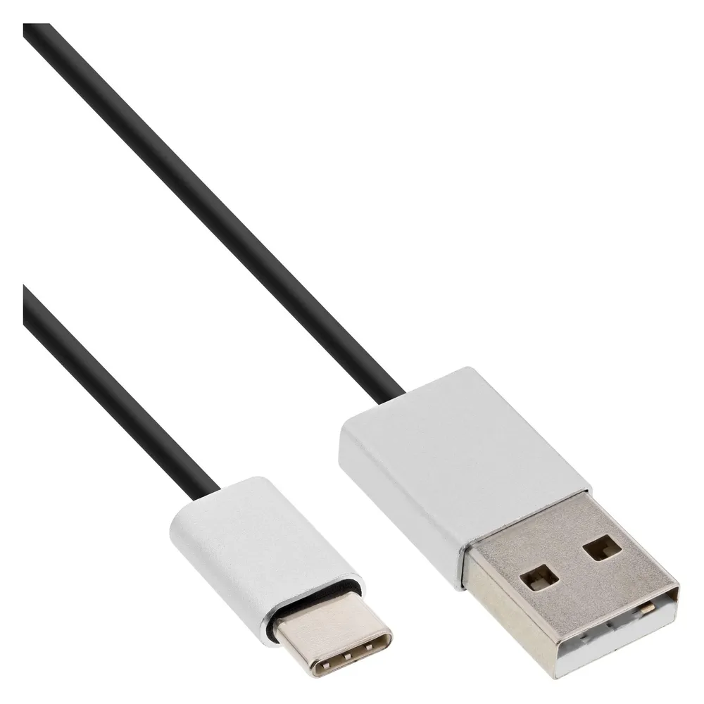 InLine USB 2.0 Kabel Typ C Stecker an A Stecker schwarz,Alu flexibel 1m