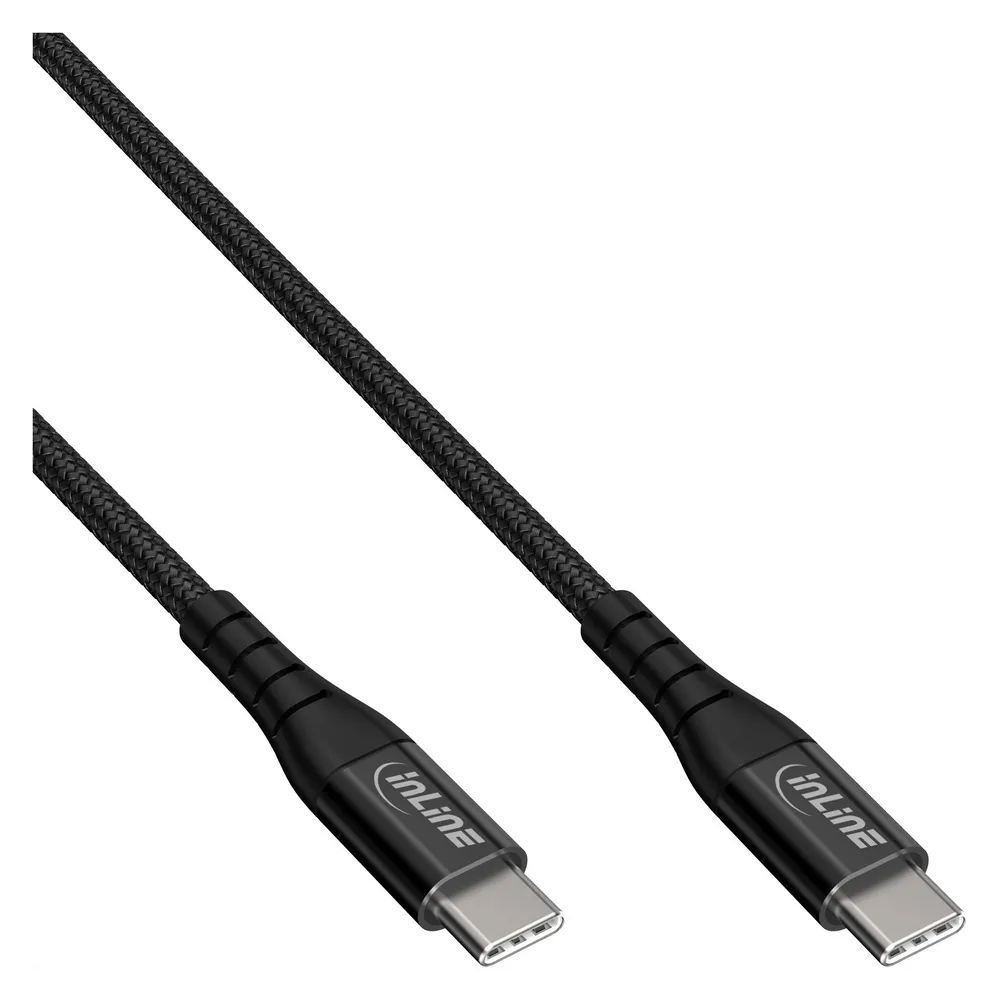 InLine USB 2.0 Kabel, USB-C Stecker/Stecker Schnelladekabel 100W, textil schwarz, 1m