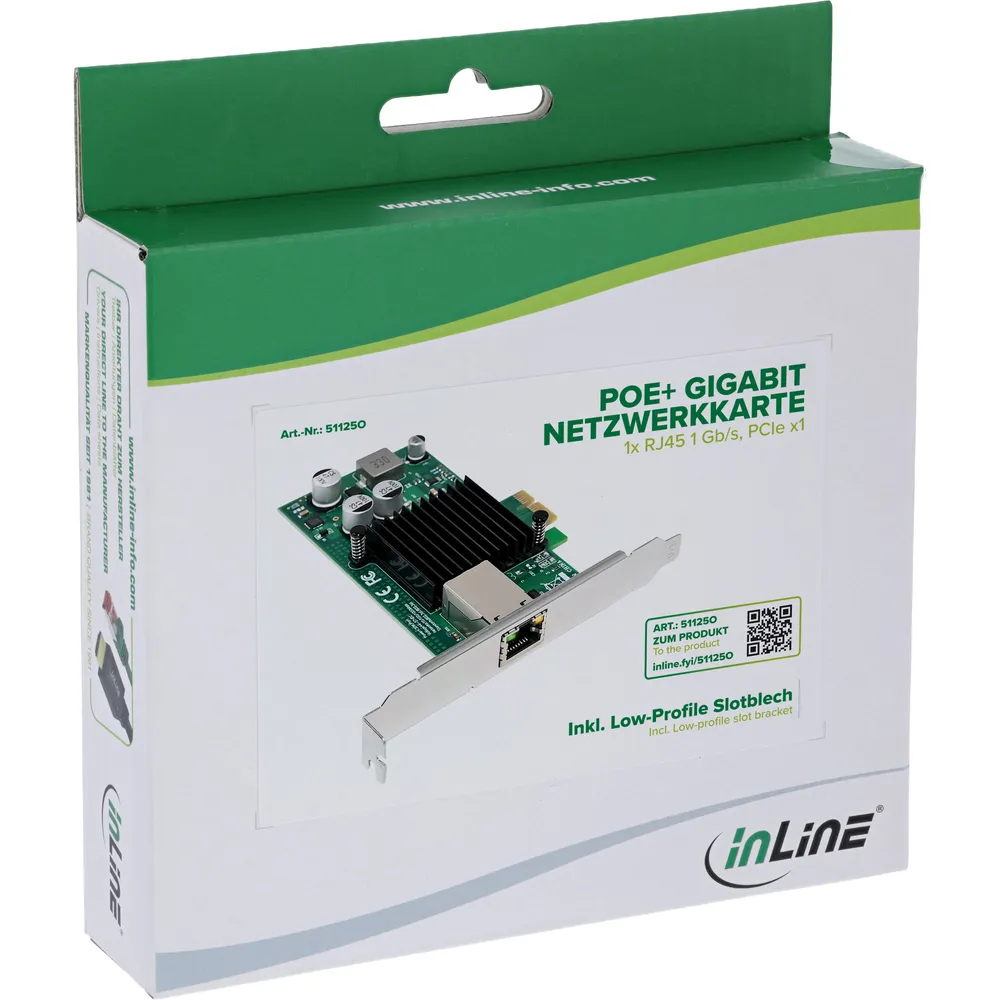 Tarjeta de Red InLine 51125O PCI Express Mini Card 1000 Mbit/s PoE+