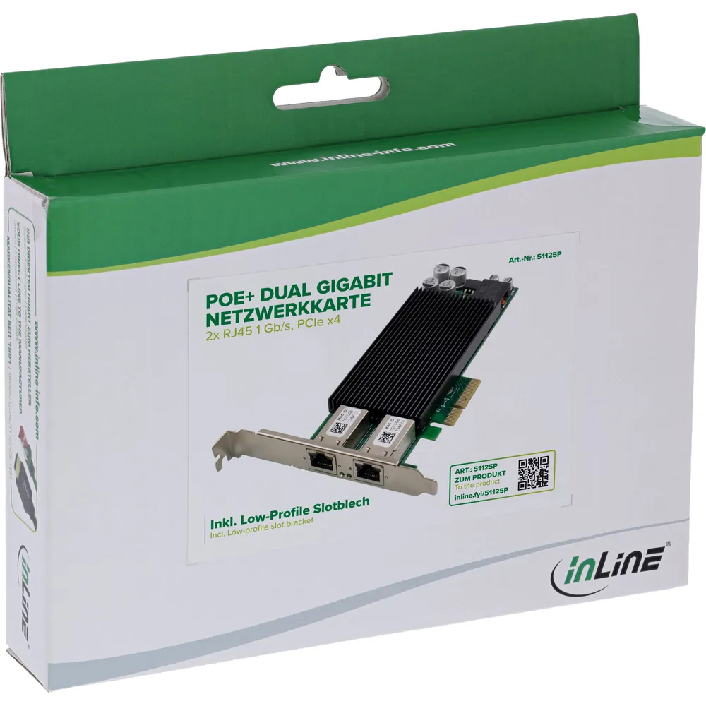 Tarjeta de Red InLine 51125P PCI Express 2 Ports Gigabit Ethernet USB 3.2