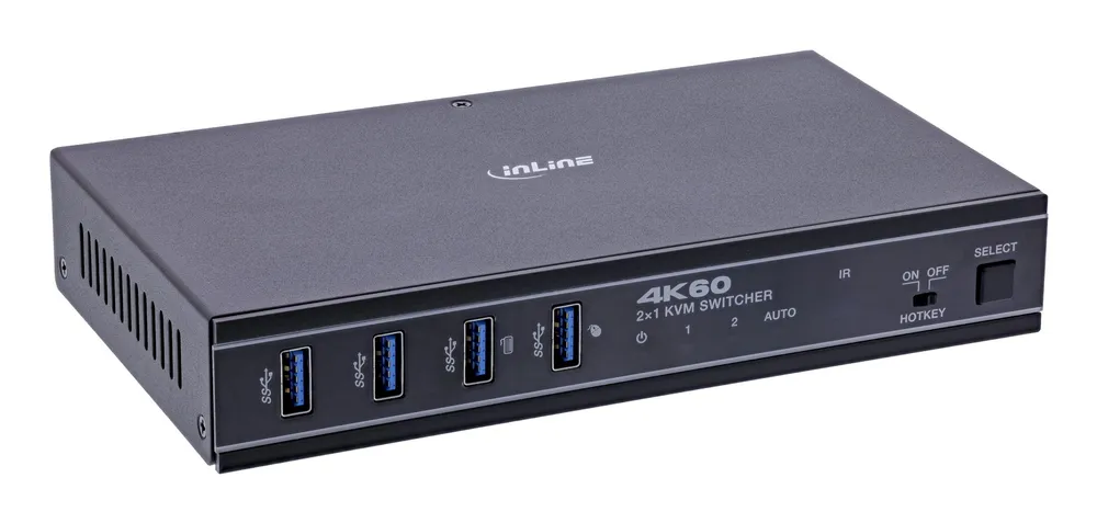 KVM Switch InLine 57885E 4K Ultra HD HDMI USB-C Rackmontage