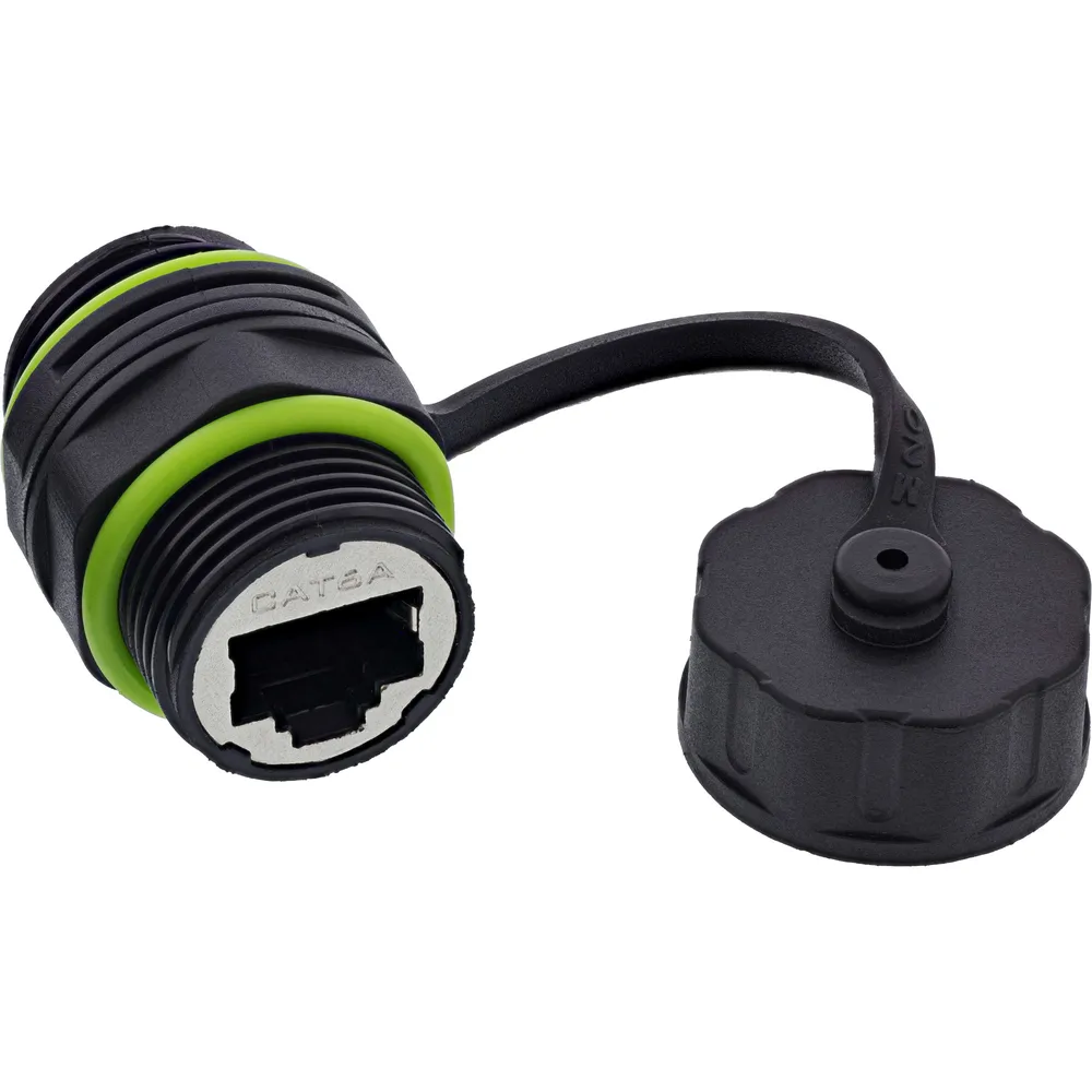 Steckverbinder InLine 69927J Cat6a Buchse Gerade IP68 Schwarz