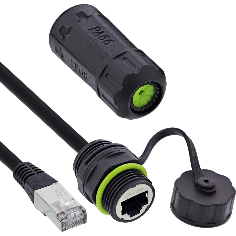 Kabel InLine 69927K Cat6a Buchse Gerade IP68 0,2 m Schwarz