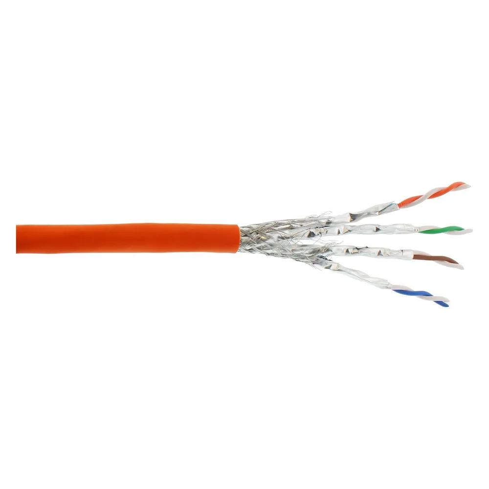InLine Verlegekabel Cat.7a, S/FTP (PiMF) 4x2x0,58 AWG23, 1200MHz, B2ca halogenfrei, orange, 500m