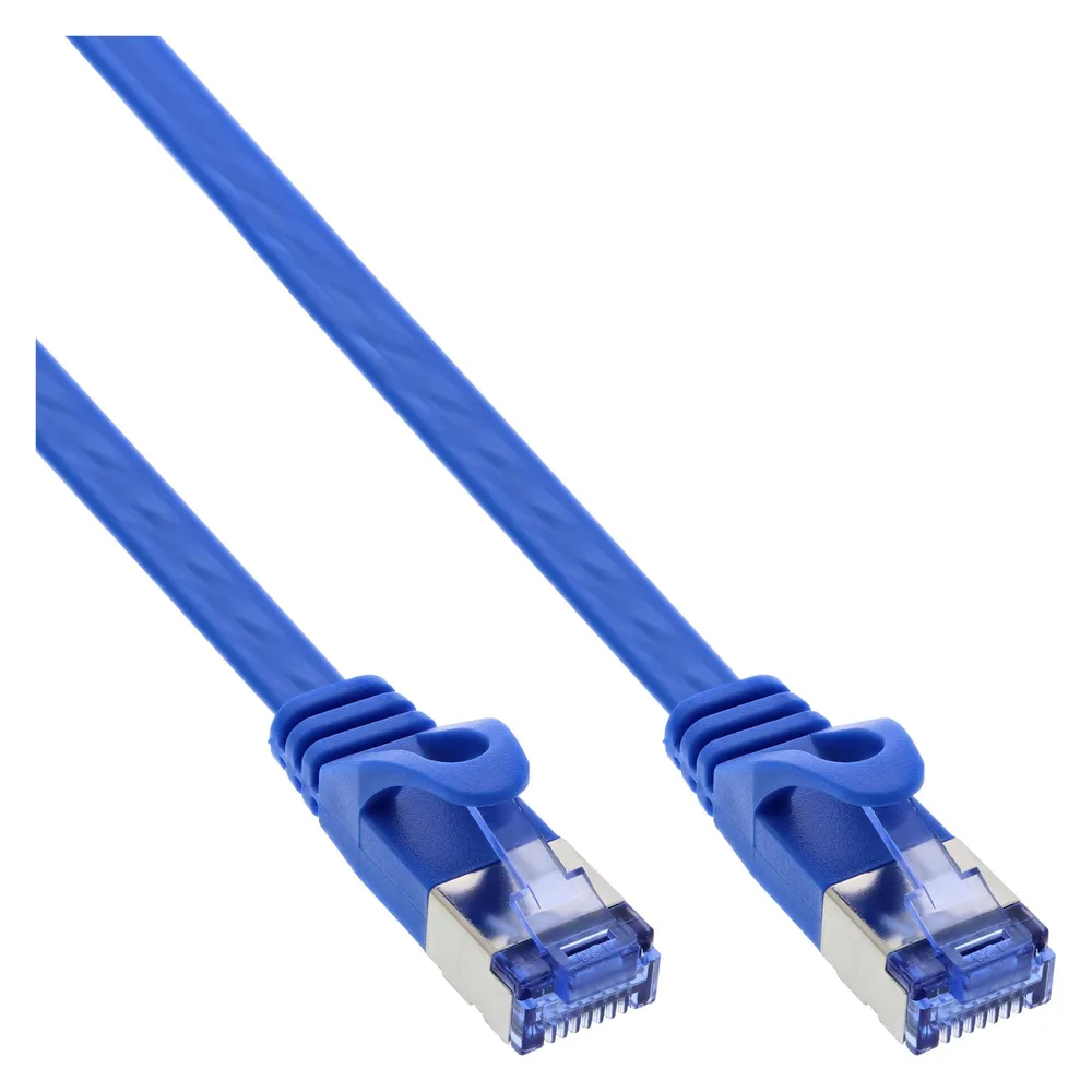InLine Patchkabel flach, U/FTP, Cat.6A, blau, 5m