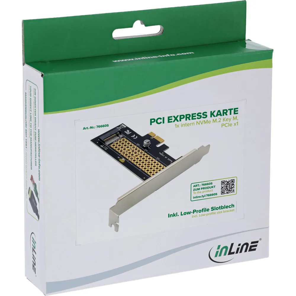 Tarjeta de Red InLine 76660S PCIe 3.0 M.2 NVMe 1 Gbit/s Low Profile LED