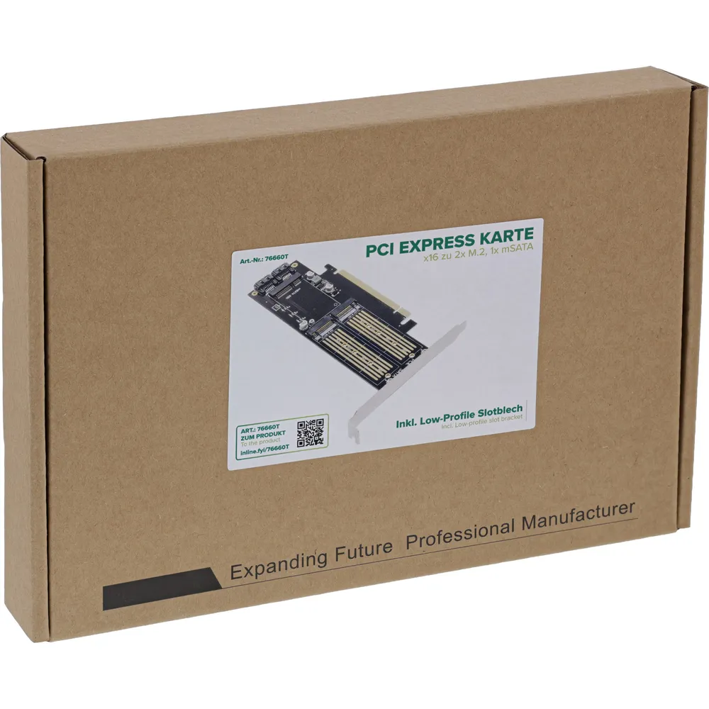 PCIe-Interfacekarte für M.2 und mSATA NVMe InLine 76660T