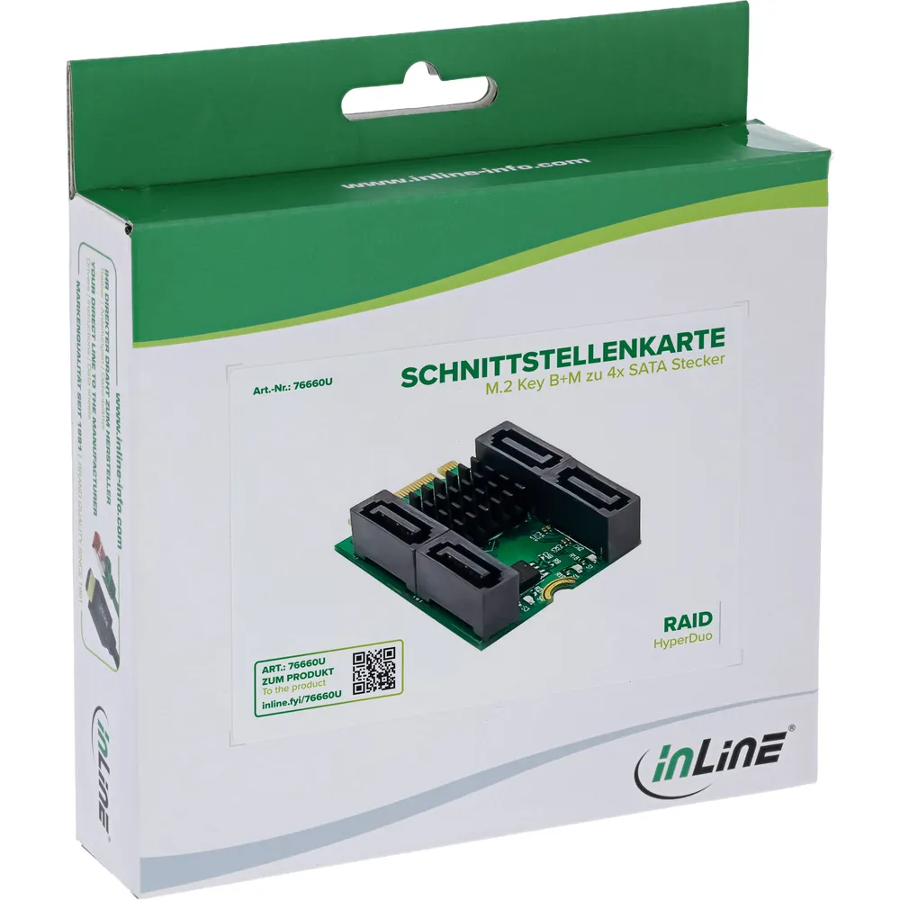 InLine M.2 zu 4x SATA RAID Adapter 6 Gbit/s Marvell 88SE9230