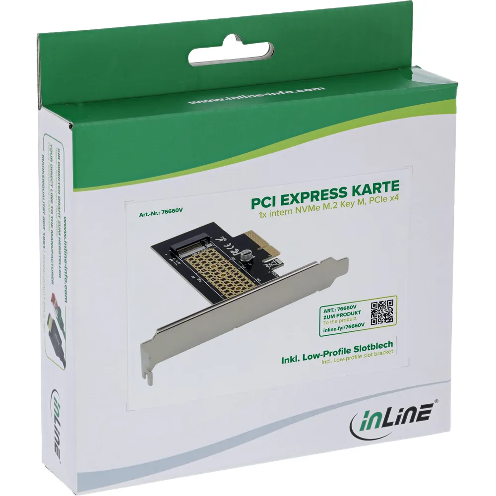 InLine 76660V PCIe 3.0 M.2 NVMe Schnittstellenkarte 32 Gb/s mit LED