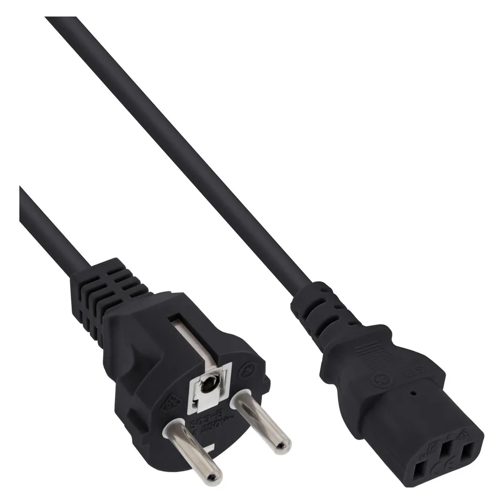 InLine 40er Bulk-Pack Netzkabel, Schutzkontakt gerade auf Kaltgerätestecker C13, schwarz 1,5m