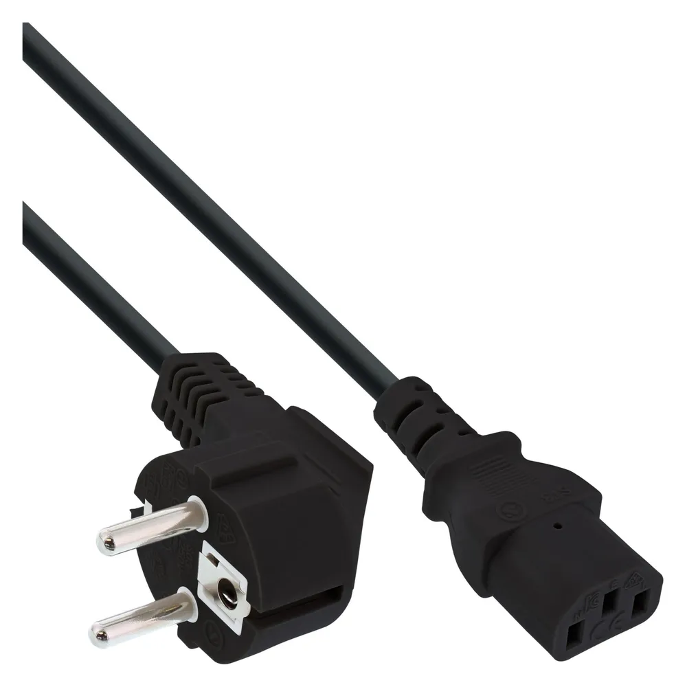 InLine 25er Bulk-Pack Netzkabel, Schutzkontakt gewinkelt auf Kaltgerätestecker C13, 2,5m