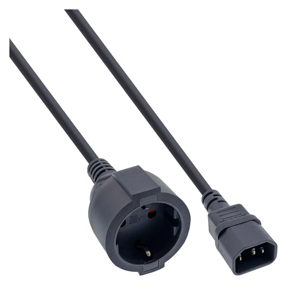 InLine 40er Bulk-Pack Netz Adapter Kabel, Kaltgeräte C14 auf Schutzkontakt Buchse, für USV, 0,5m