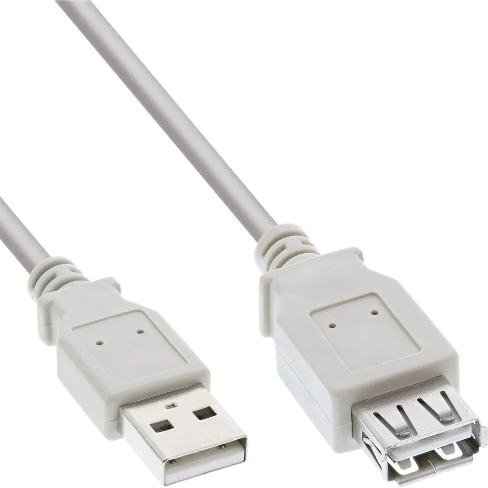 Inline InLine® USB 2.0 Verlängerung, Stecker / Buchse, Typ A, beige/grau, 1m USB-Kabel