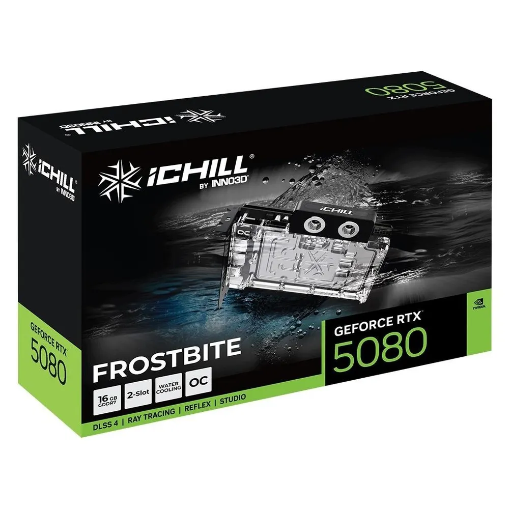 Grafikkarte Inno3D GeForce RTX 5080 iCHILL FROSTBITE 16GB GDDR7 Reflex 2 RTX AI DLSS4