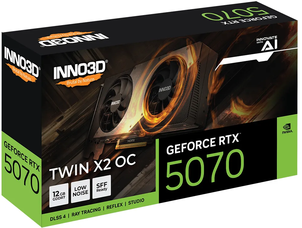INNO3D GeForce RTX 5070 Twin X2 OC | n50702-12d7x-195064n | 12GB GDDR7 - 1x HDMI 2.1b