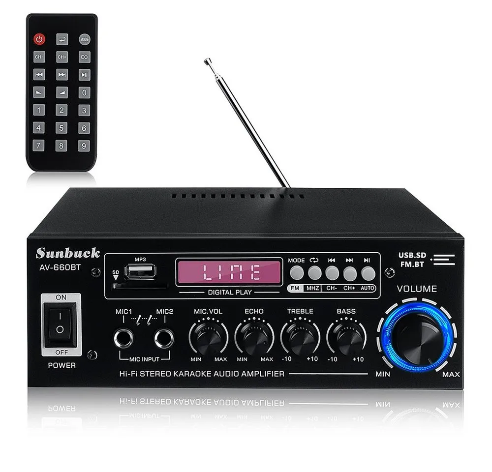 Insma Audioverstärker (1200W bluetooth 2-Kanal HiFi Verstärker)