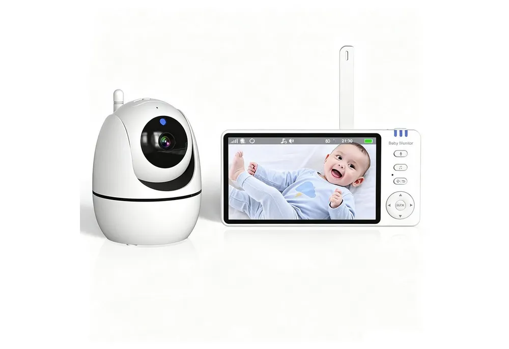 Insma Video-Babyphone 5 Zoll WLAN Babyphone mit Kamera, 720P Video-Babyphone, 2-Wege-Audio, Nachtsicht, Temperatur Sensor, 300m Reichweite, Duale Steuerung per App & Monitor, mit Schlaflieder