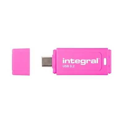 USB-Stick Integral Neon-C 64GB USB-C 150MB/s Pink mit Kappe